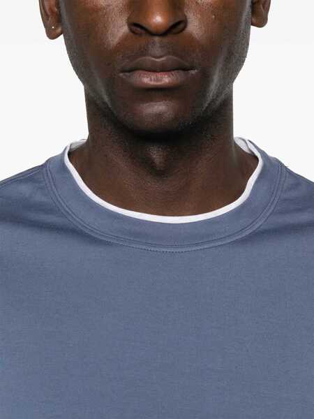 Tricouri Brunello Cucinelli Cotton T-Shirt AZZURROPERLA Barbati (BM 19590089) 5