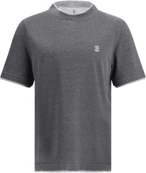 Tricouri Brunello Cucinelli T-shirt in cotton with a logo PIOMBOGRIGIO Barbati (BM 19590104) 1