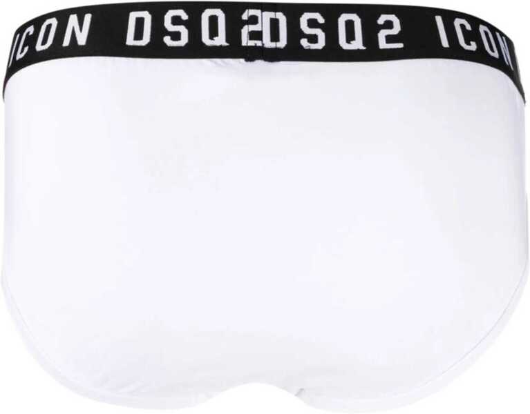 Chiloti DSQUARED2 Icon Stretch Cotton Brief With Contrasting Logoed Band White Barbati (BM 19590227) 2