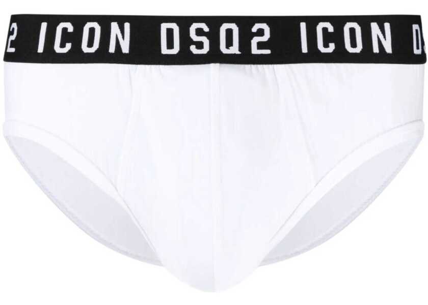 Chiloti DSQUARED2 Icon Stretch Cotton Brief With Contrasting Logoed Band White Barbati (BM 19590227) 1