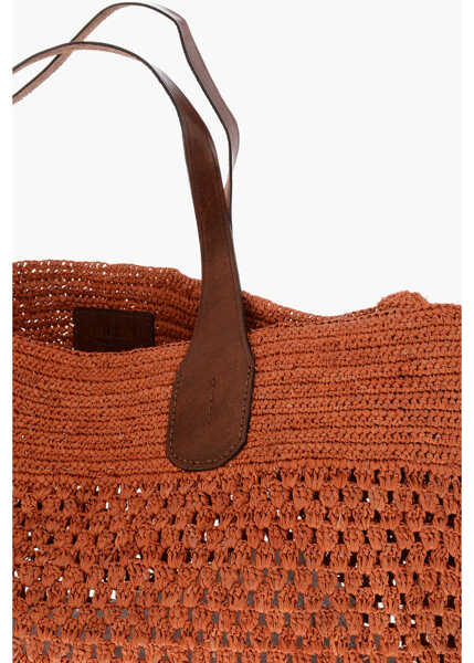 Genti de mana IBELIV Raffia Havana Maxi Tote Bag With Leather Trims Orange Femei (BM 19590230) 3