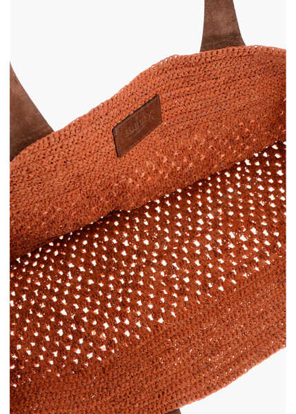 Genti de mana IBELIV Raffia Havana Maxi Tote Bag With Leather Trims Orange Femei (BM 19590230) 4