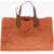 IBELIV Raffia Havana Maxi Tote Bag With Leather Trims Orange