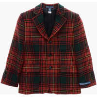 Sacouri Checked Wool Blazer With 3 Buttons Baieti