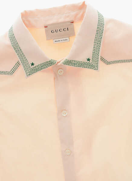 Camasi Gucci Angela Lynne Stretch Cotton Shirt With Embroidered Collar Pink Baieti (BM 19590266) 2