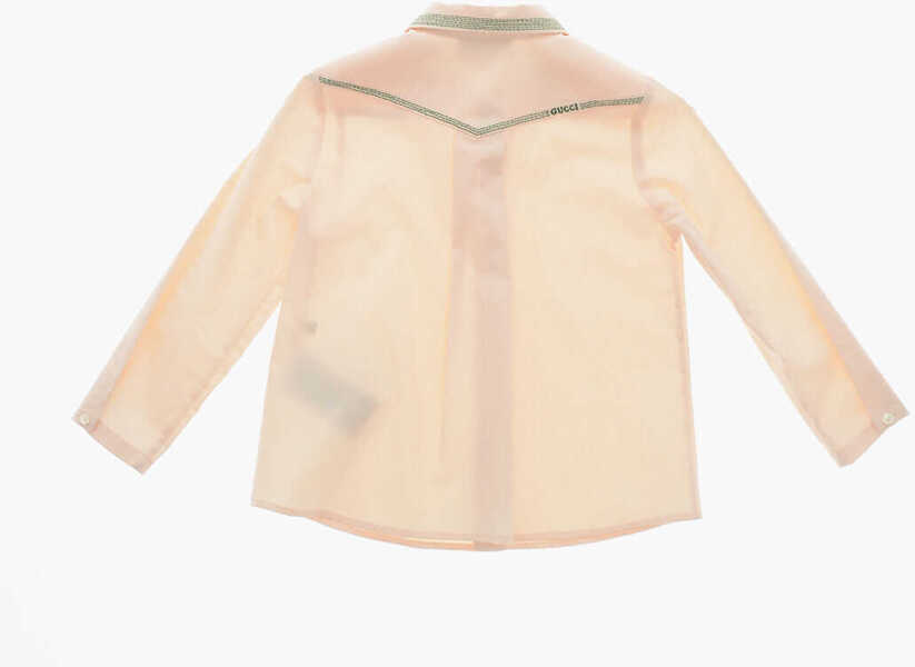 Camasi Gucci Angela Lynne Stretch Cotton Shirt With Embroidered Collar Pink Baieti (BM 19590266) 3