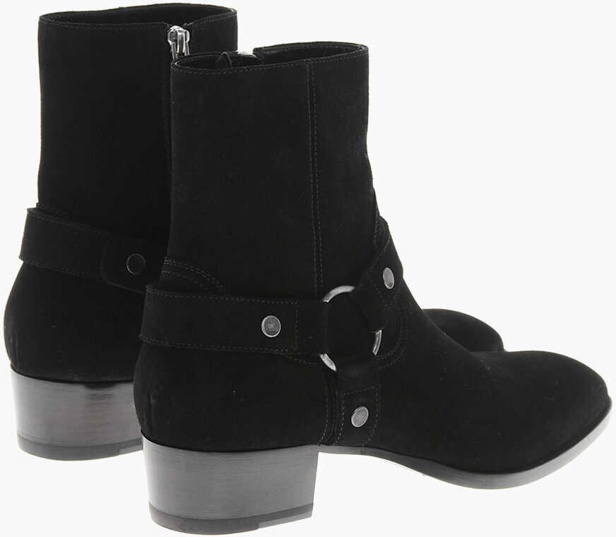 Ghete Saint Laurent Suede Western Booties With Cuir Sole 4Cm Black Barbati (BM 19590278) 2