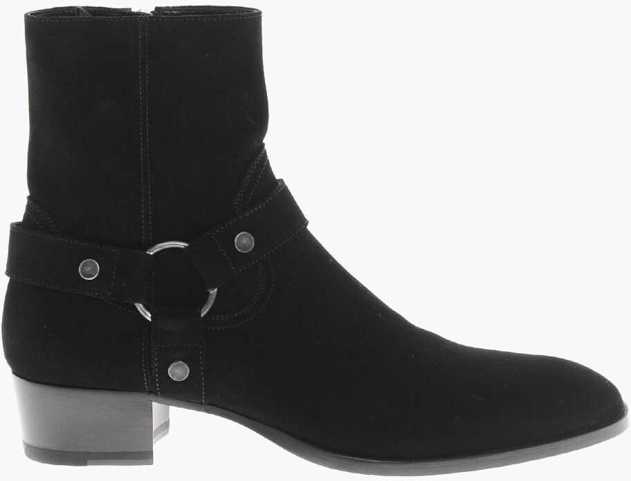 Ghete Saint Laurent Suede Western Booties With Cuir Sole 4Cm Black Barbati (BM 19590278) 3