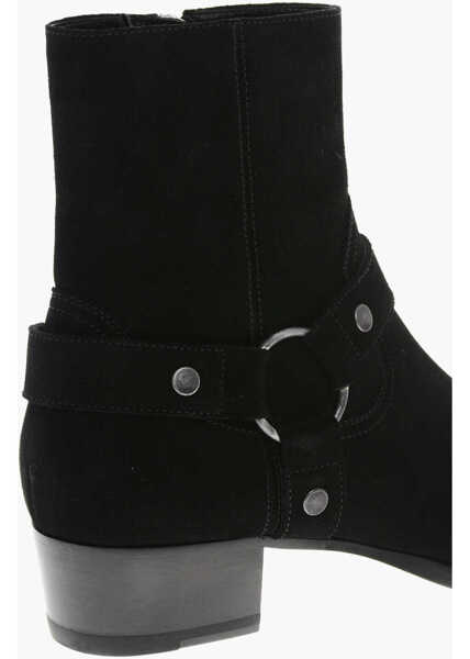 Ghete Saint Laurent Suede Western Booties With Cuir Sole 4Cm Black Barbati (BM 19590278) 4