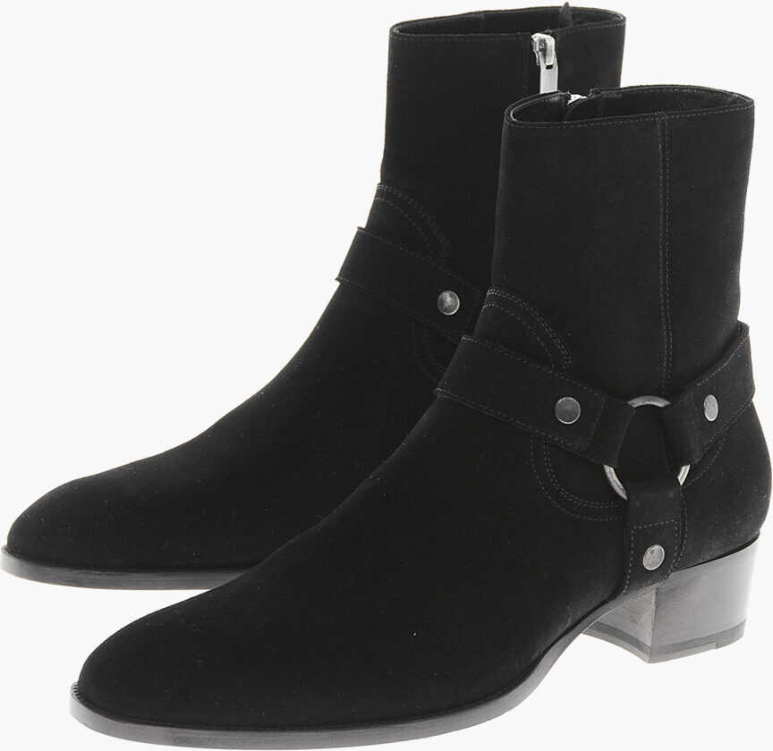 Ghete Saint Laurent Suede Western Booties With Cuir Sole 4Cm Black Barbati (BM 19590278) 1