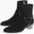 Saint Laurent Suede Western Booties With Cuir Sole 4Cm Black