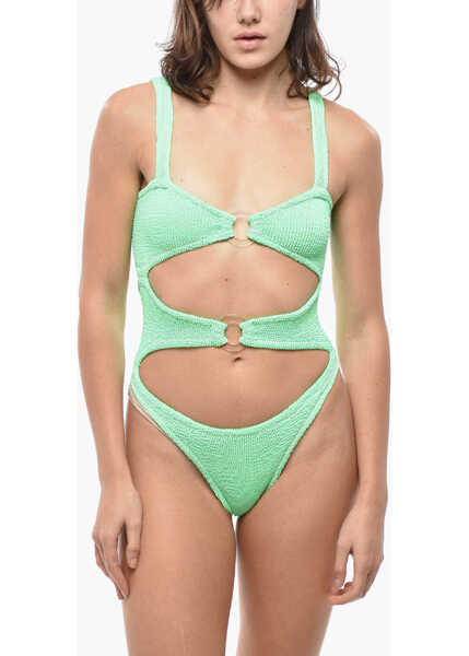 Costume de baie intregi REINA OLGA Wave Motif One Piece Swimsuit With Cut Out Green Femei (BM 19590296) 1