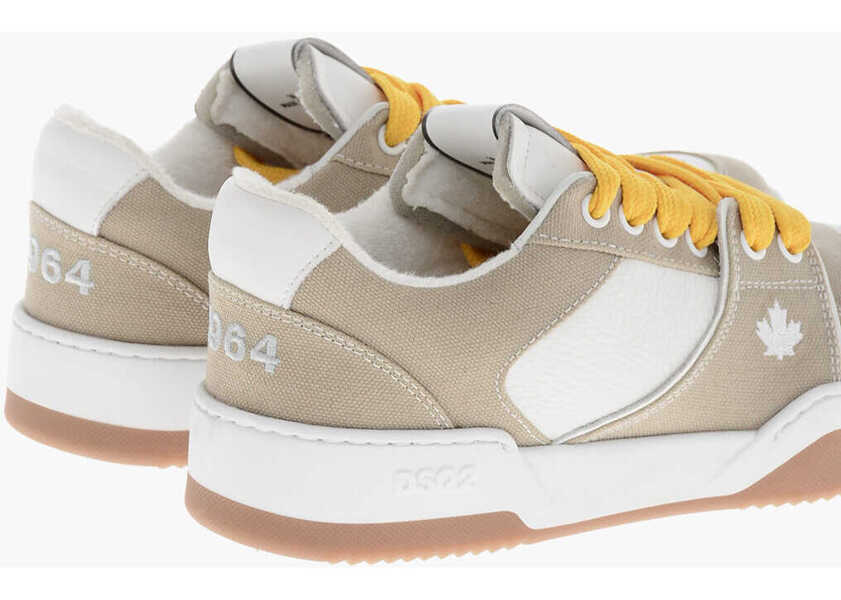 Sneakers DSQUARED2 Textured Leather And Fabric Spiker Low-Top Sneakers With Con White Femei (BM 19590305) 2