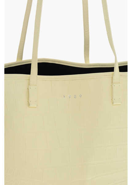 Genti de mana 1989 STUDIO Crocodile Effect Leather Tote Bag Yellow Femei (BM 19590311) 3