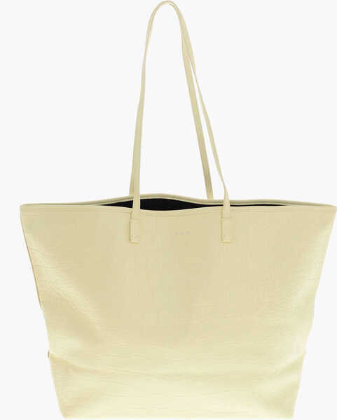 Genti de mana 1989 STUDIO Crocodile Effect Leather Tote Bag Yellow Femei (BM 19590311) 1