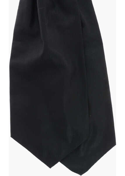 Cravate CORNELIANI Solid Color Wool And Silk Ascot Tie With Tone On Tone Stripe Blue Barbati (BM 19590455) 2