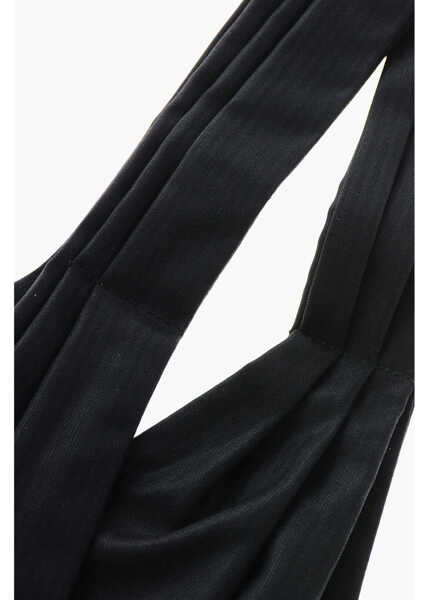 Cravate CORNELIANI Solid Color Wool And Silk Ascot Tie With Tone On Tone Stripe Blue Barbati (BM 19590455) 3