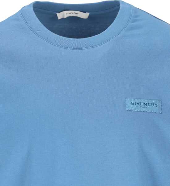 Tricouri Givenchy Cotton T-Shirt with logo patch MILITARY BLUE Barbati (BM 19594817) 4