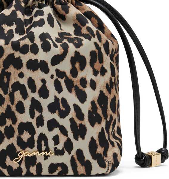Genti de mana Ganni Leopard print Bucket Bag ALMOND MILK Femei (BM 19594838) 3