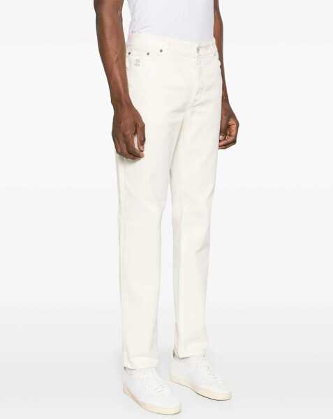 Blugi Brunello Cucinelli Jeans with turn-up hem OFF WHITE Barbati (BM 19594844) 3