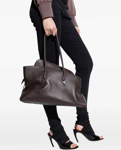 Genti de umar THE ATTICO La Passeggiata Medium leather Shoulder Bag DARK BROWN Femei (BM 19594922) 2