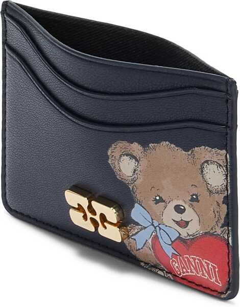 Portofele Ganni Bou Card Holder with bear BLACK/IRIS Femei (BM 19595081) 3