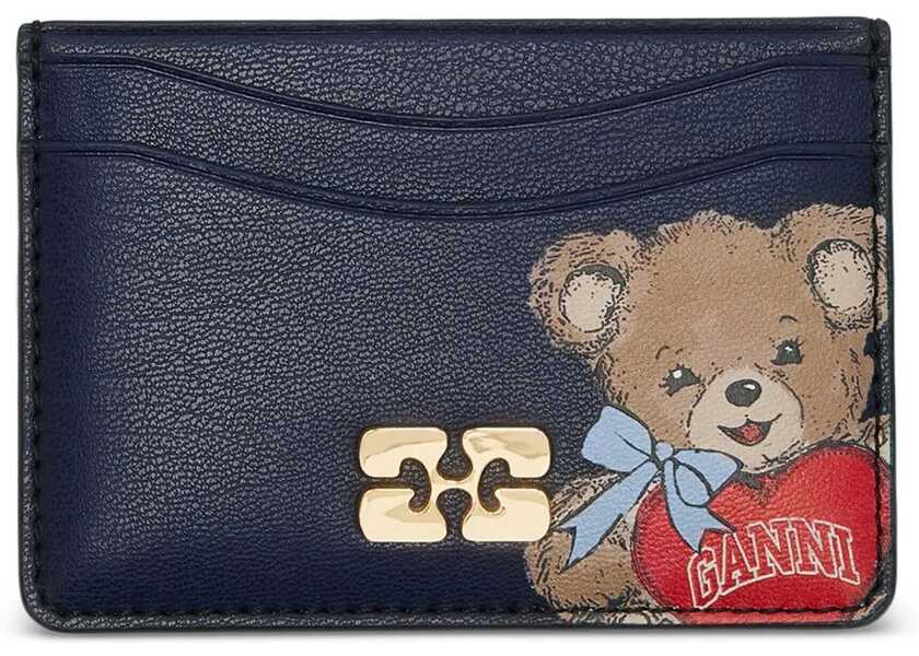 Portofele Ganni Bou Card Holder with bear BLACK/IRIS Femei (BM 19595081) 1