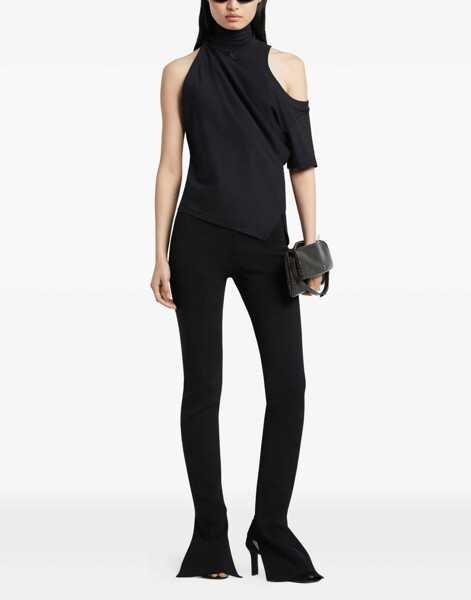 Tricouri COURRGES Asymmetrical T-Shirt BLACK Femei (BM 19595189) 2