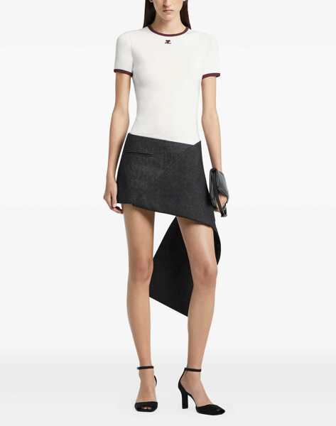 Tricouri COURRGES Signature Contrast T-Shirt WHITE Femei (BM 19595201) 2