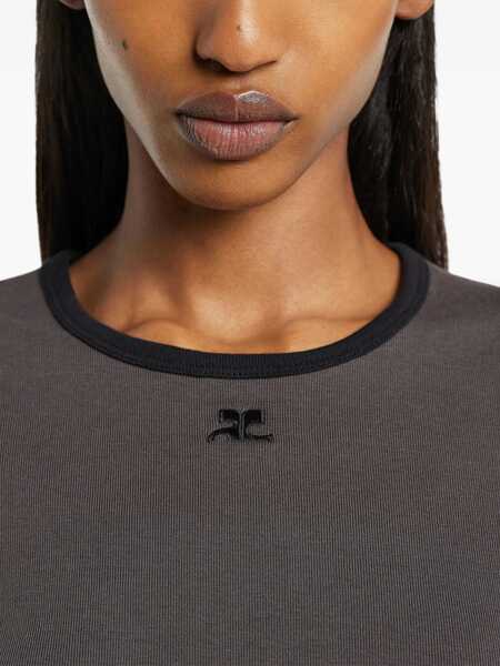 Tricouri COURRGES Signature Contrast T-Shirt GREY Femei (BM 19595267) 4