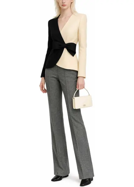 Pantaloni casual Valentino Garavani Wool Moulin Pants BLACK Femei (BM 19595414) 2