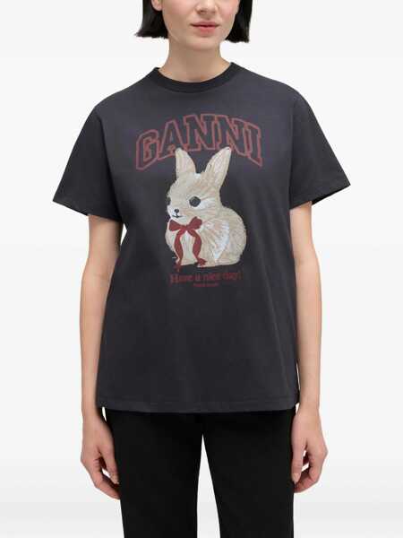 Tricouri Ganni Bunny T-shirt PHANTOM Femei (BM 19595465) 3
