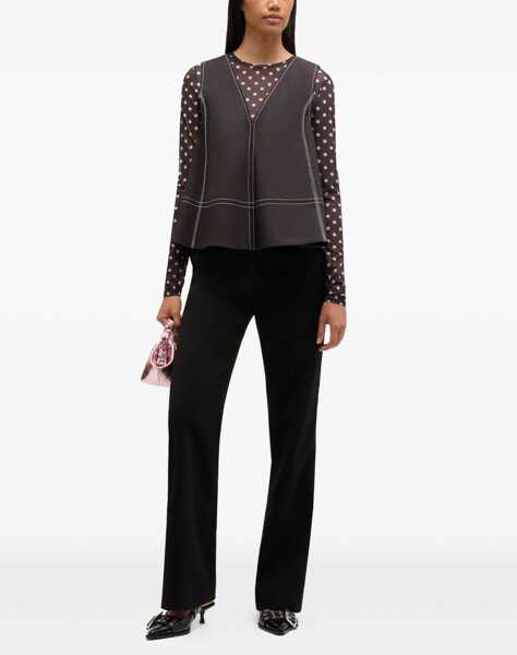 Topuri Ganni Cotton A-line Top BLACK Femei (BM 19595468) 2