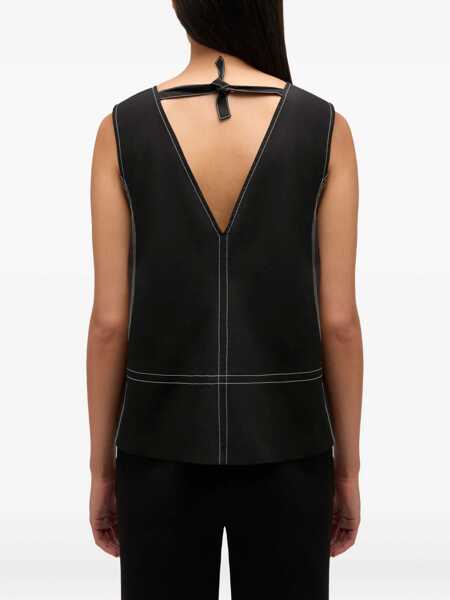 Topuri Ganni Cotton A-line Top BLACK Femei (BM 19595468) 4