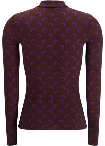 Topuri MARINE SERRE Moon long sleeve Top AUBERGINE Femei (BM 19595489) 2