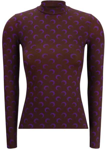 Topuri MARINE SERRE Moon long sleeve Top AUBERGINE Femei (BM 19595489) 1