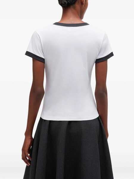 Tricouri Ganni Cropped Kitty T-shirt BRIGHT WHITE Femei (BM 19595510) 4