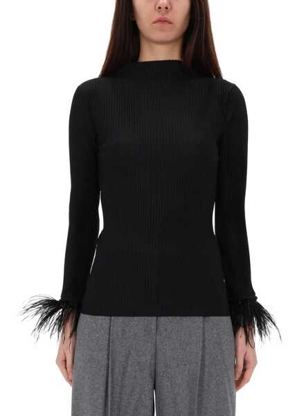 Bluze Hugo Boss Ephedera Top With Removable Feathers BLACK Femei (BM 19603430) 1
