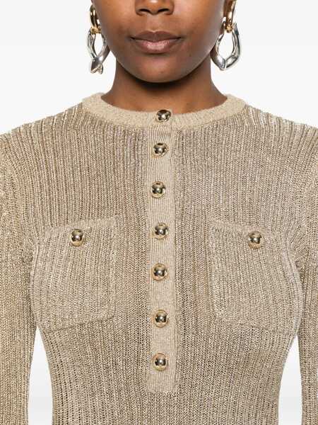 Bluze Self-Portrait Gold Lurex Top GOLD Femei (BM 19603451) 5