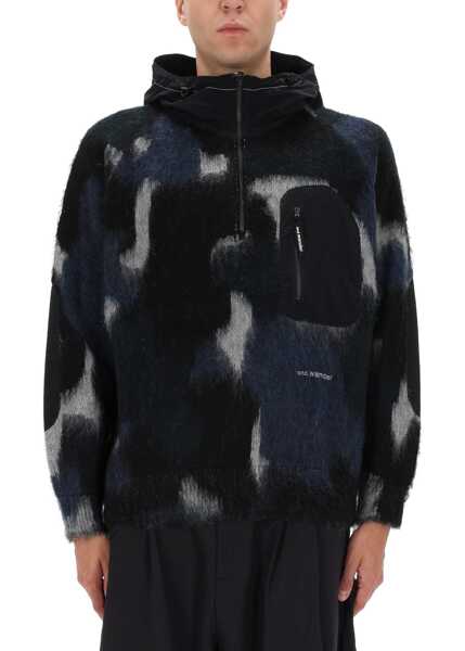 Pulovere AND WANDER Zipper Hooded Sweater BLACK Barbati (BM 19605254) 1