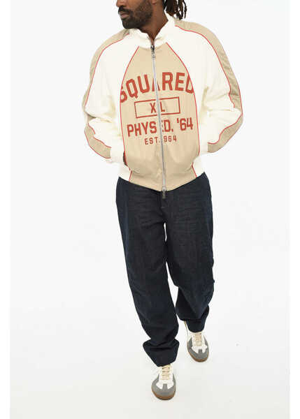 Geci Parka DSQUARED2 Terry Cotton Jacket With Frontal Zip Closure Beige Barbati (BM 19605638) 4