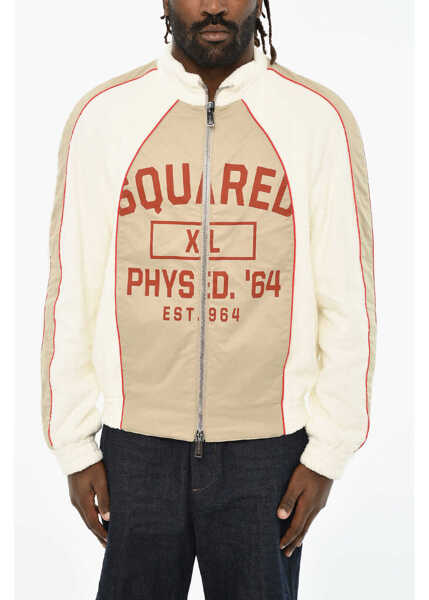 Geci Parka DSQUARED2 Terry Cotton Jacket With Frontal Zip Closure Beige Barbati (BM 19605638) 1