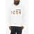DSQUARED2 Icon Fleeced-Cotton Sweatshirt With Frontal Print White