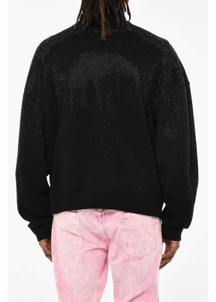 Bluze de trening DSQUARED2 Technical Fabric Sweatshirt With Rhinestone Black Barbati (BM 19605659) 2