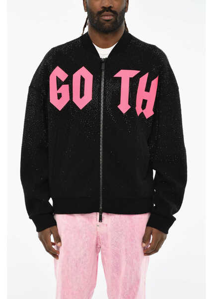 Bluze de trening DSQUARED2 Technical Fabric Sweatshirt With Rhinestone Black Barbati (BM 19605659) 1