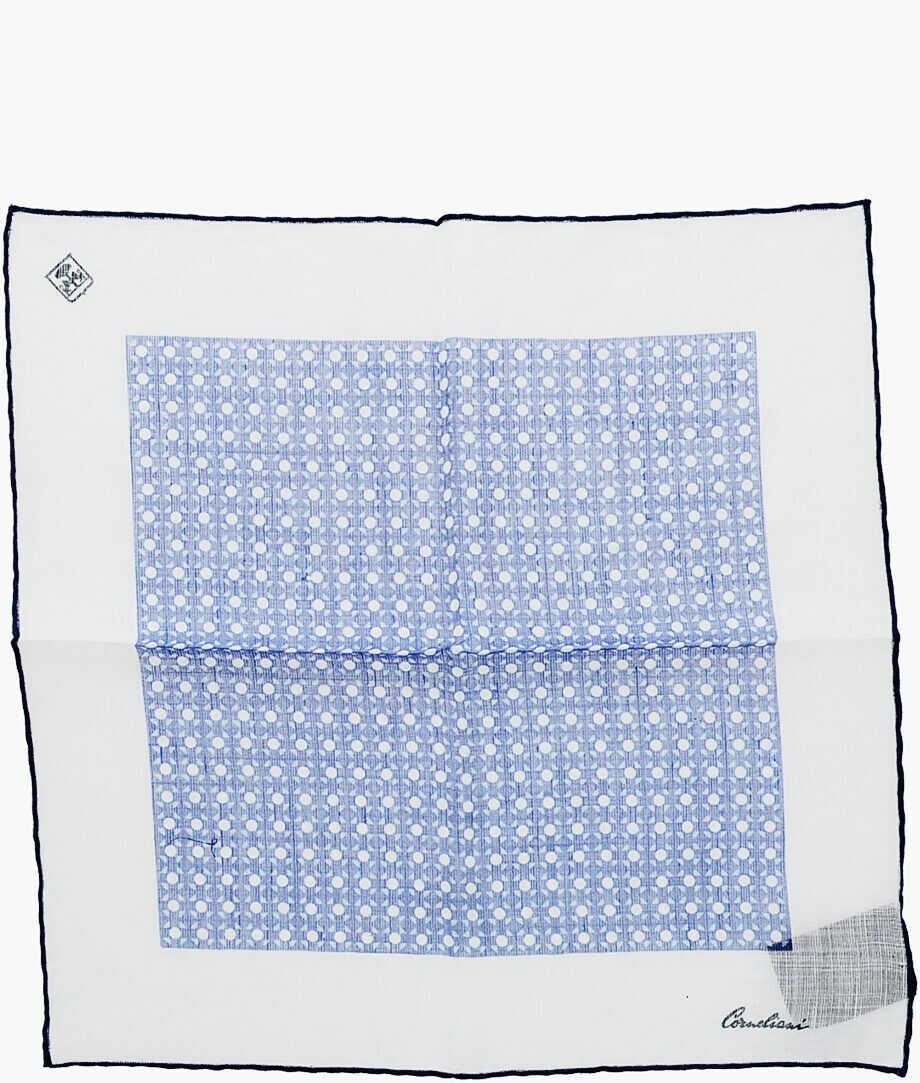 Esarfe CORNELIANI Two-Tone Cotton And Linen Pocket Square Blue Barbati (BM 19605665) 1