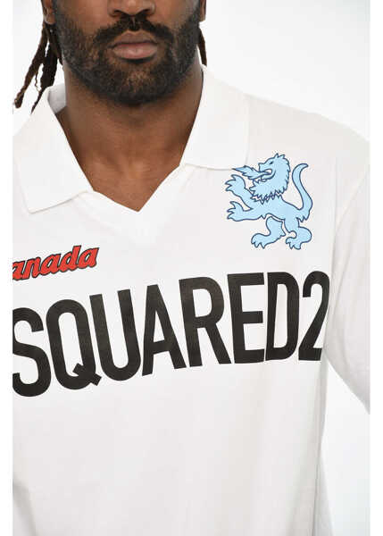 Tricouri Polo DSQUARED2 Cotton Crew-Neck T-Shirt With Polo Neck White Barbati (BM 19605668) 3