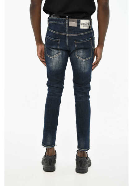 Blugi drepti DSQUARED2 Distressed Effect Stonewashed Jeans 15Cm Blue Barbati (BM 19605671) 2