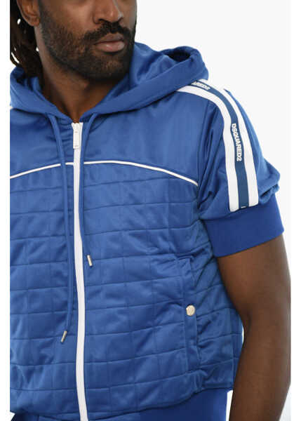Bluze de trening DSQUARED2 Quilted Short Sleeve Sweatshirt With Zip Blue Barbati (BM 19605674) 3