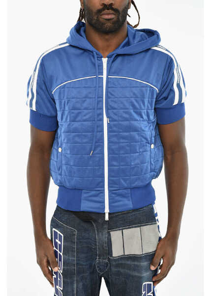 Bluze de trening DSQUARED2 Quilted Short Sleeve Sweatshirt With Zip Blue Barbati (BM 19605674) 1